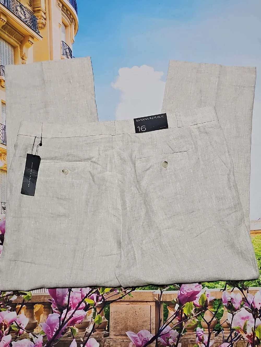 Banana‎ Republic Avery Linen High Waist Cropped Pants Size 16 NWT